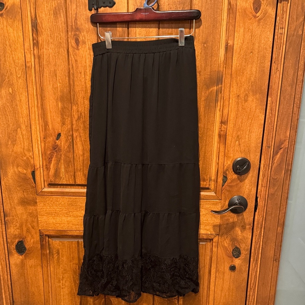 Xhilaration Black Tiered Maxi Skirt